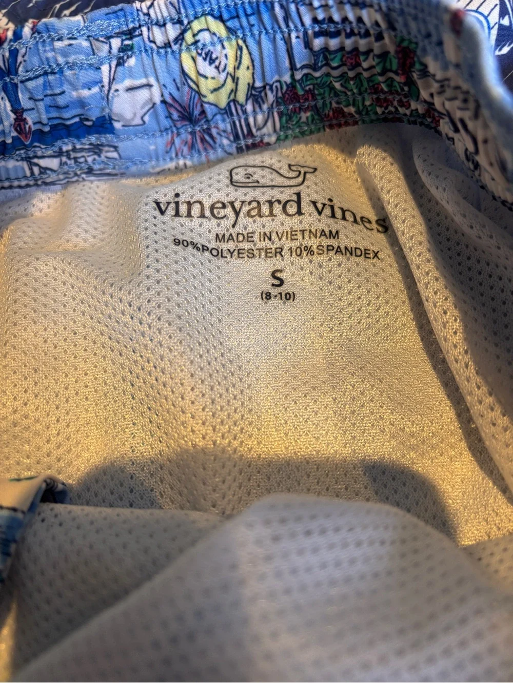 Vineyard Vines Light Blue Nautical Print Boys Swim Trunks 8/10